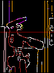 Right edge map with depth colouring
