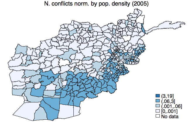 Conflict intensity per capita