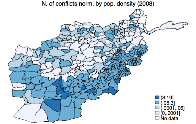 Conflict intensity per capita